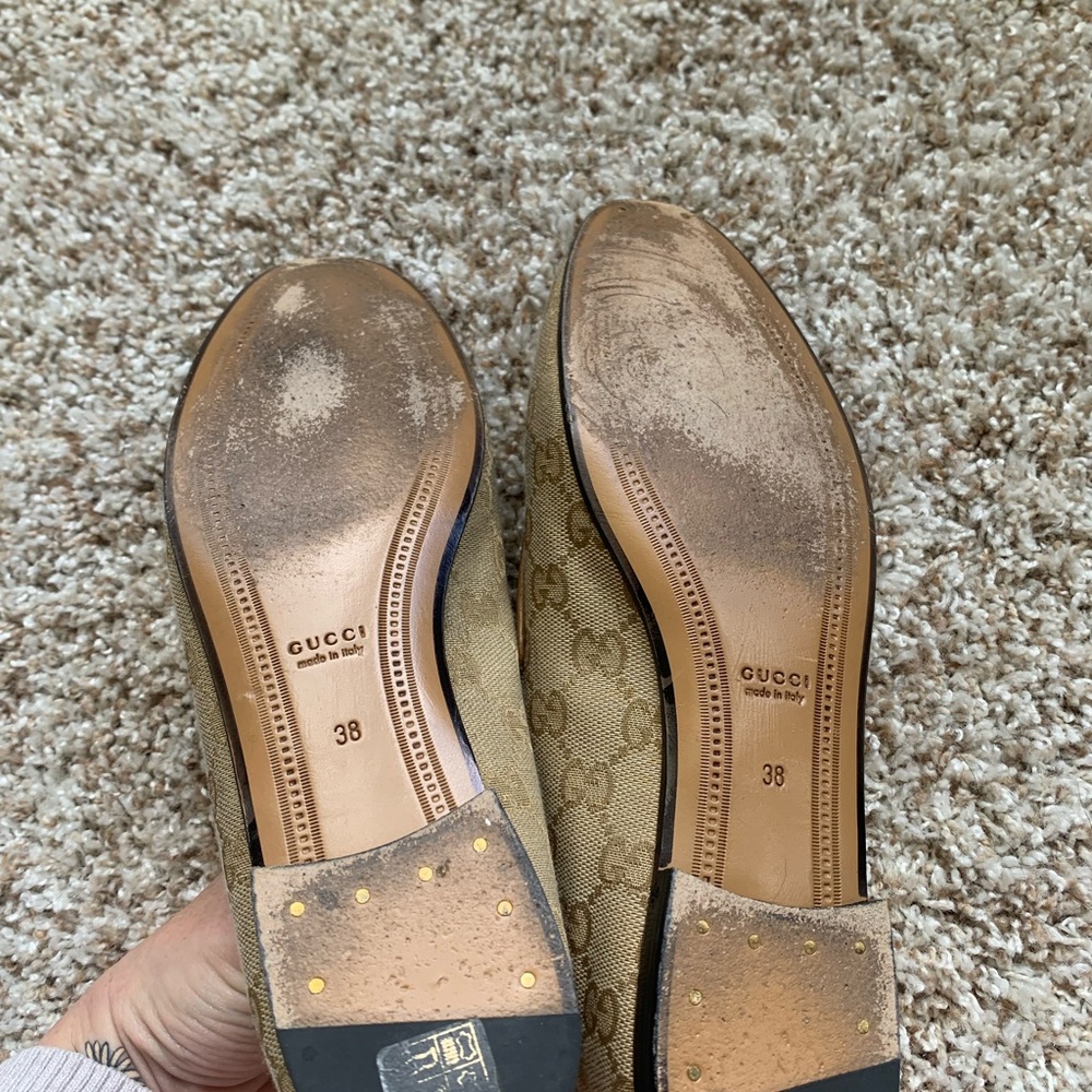 Gucci Beige Monogram Loafers for Women - Picture 8 of 9